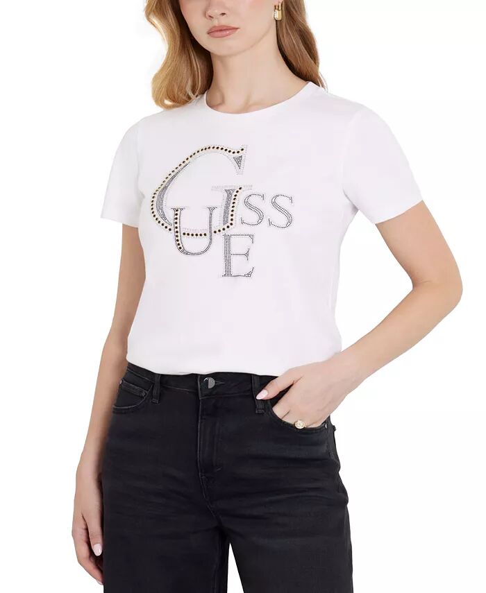 Женская футболка с коротким рукавом и логотипом с заклепками GUESS, белый
Женская футболка с коротким рукавом и логотипом с заклепками GUESS, белый