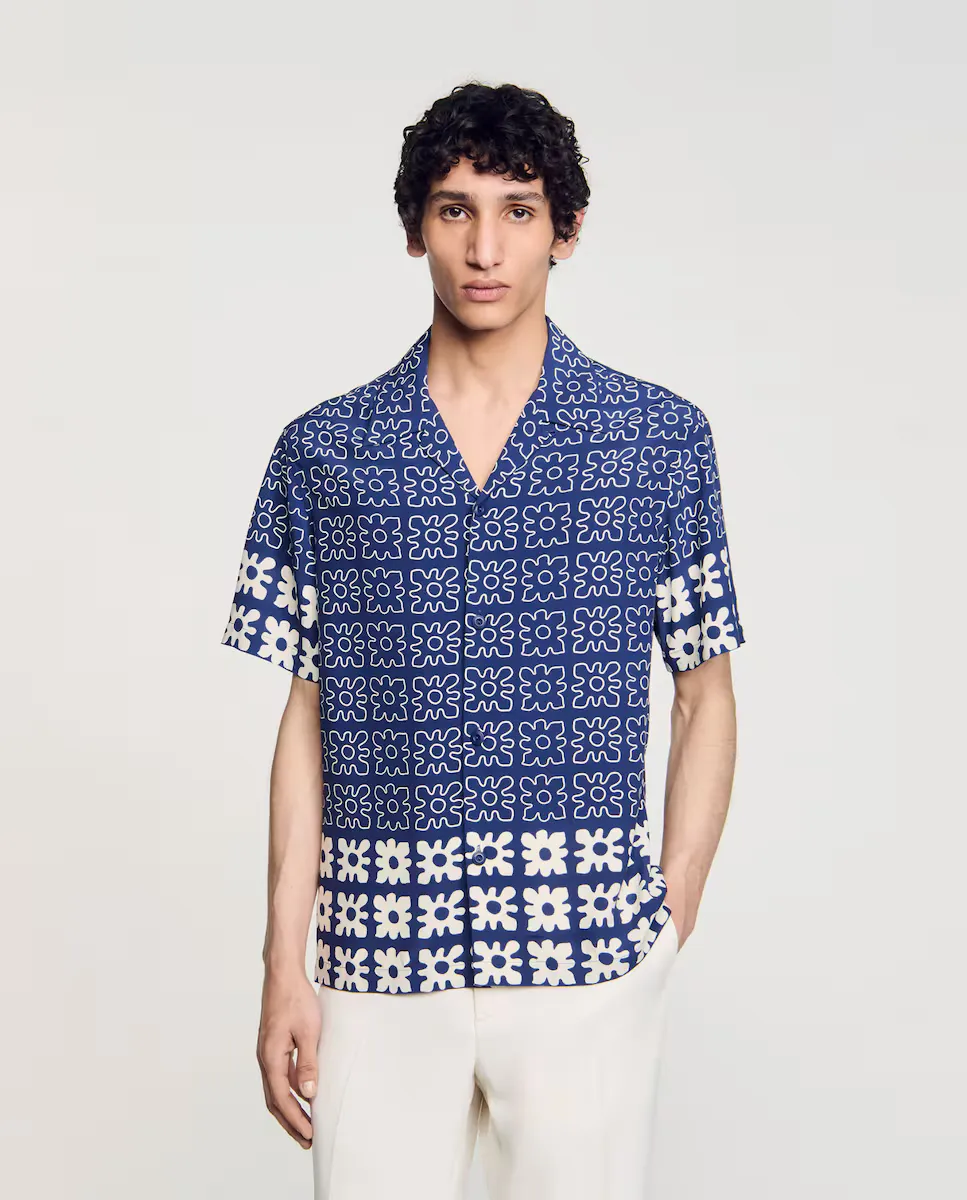 Мужская рубашка с цветочным принтом Sandro, синий
Мужская рубашка с цветочным принтом Sandro, синий