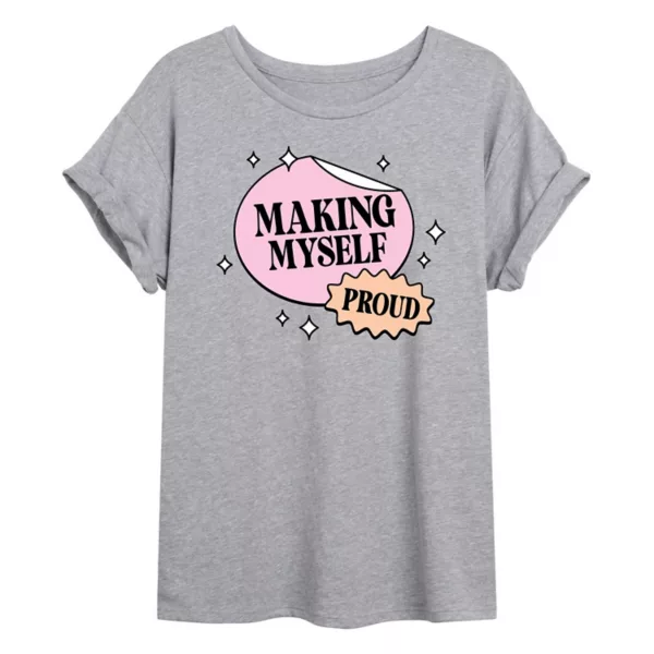 Футболка оверсайз Juniors с принтом "Горжусь собой" Licensed Character, серый 
Футболка оверсайз Juniors с принтом "Горжусь собой" Licensed Character, серый