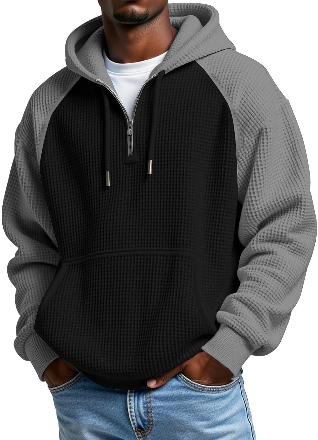 Мужская худи с капюшоном и карманом, цветной блок, свободный крой
Мужская худи с капюшоном и карманом, цветной блок, свободный крой