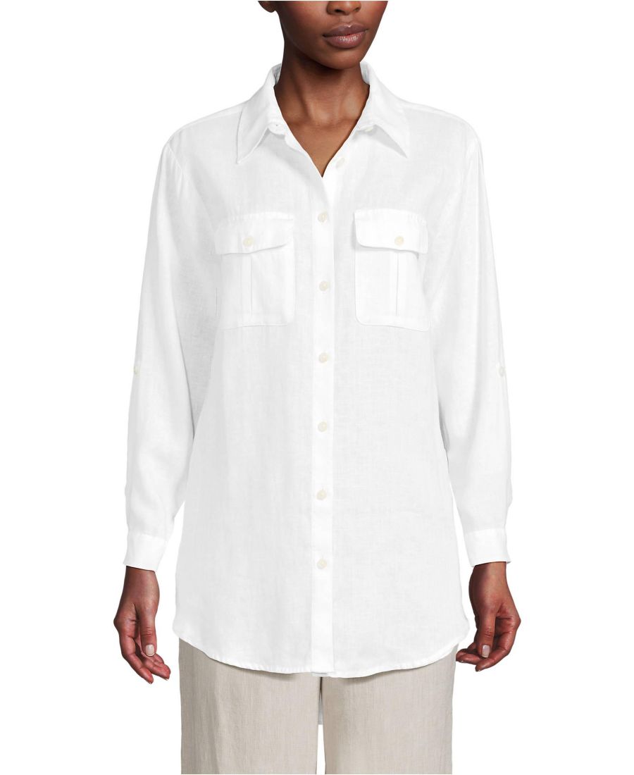 Женская льняная туника с рукавами, подвернутыми манжетами, свободного кроя Lands' End, White
Женская льняная туника с рукавами, подвернутыми манжетами, свободного кроя Lands' End, White