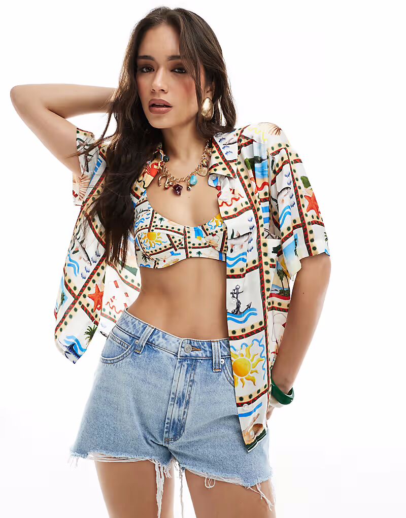 Рубашка для папы WeWoreWhat с пляжной сценой на пуговицах, многоцветная
Рубашка для папы WeWoreWhat с пляжной сценой на пуговицах, многоцветная