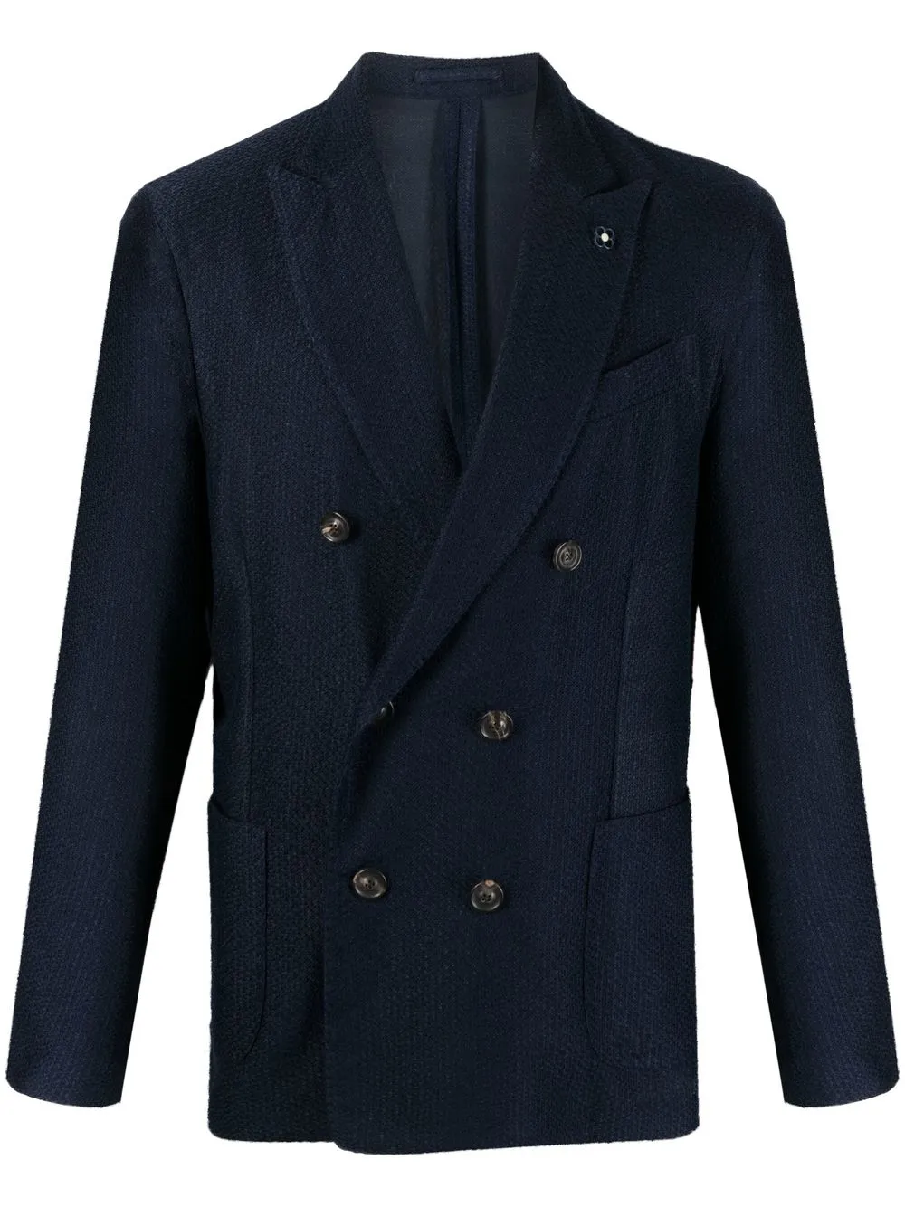 Двубортный пиджак с логотипом Lardini, синий
Двубортный пиджак с логотипом Lardini, синий