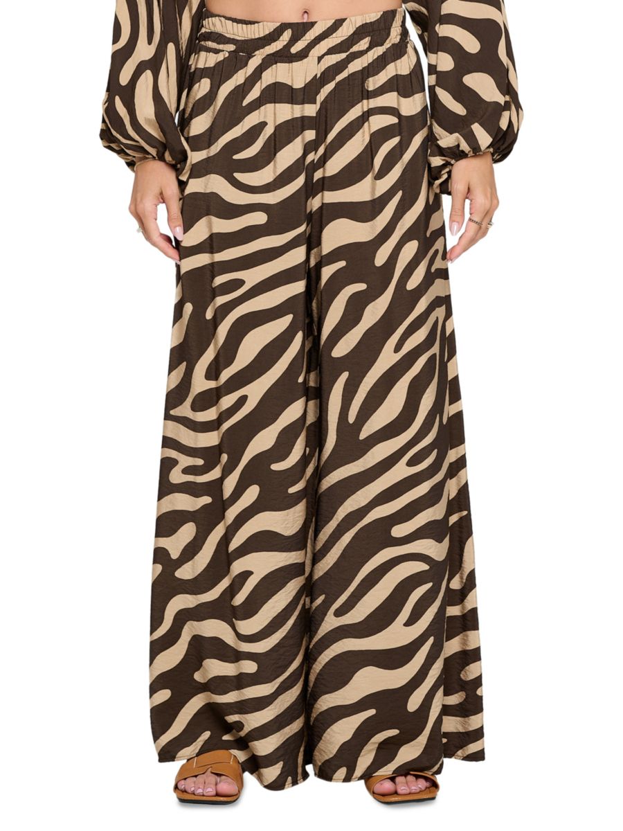 Широкие брюки с анималистичным принтом Renee C., коричневый
Широкие брюки с анималистичным принтом Renee C., коричневый