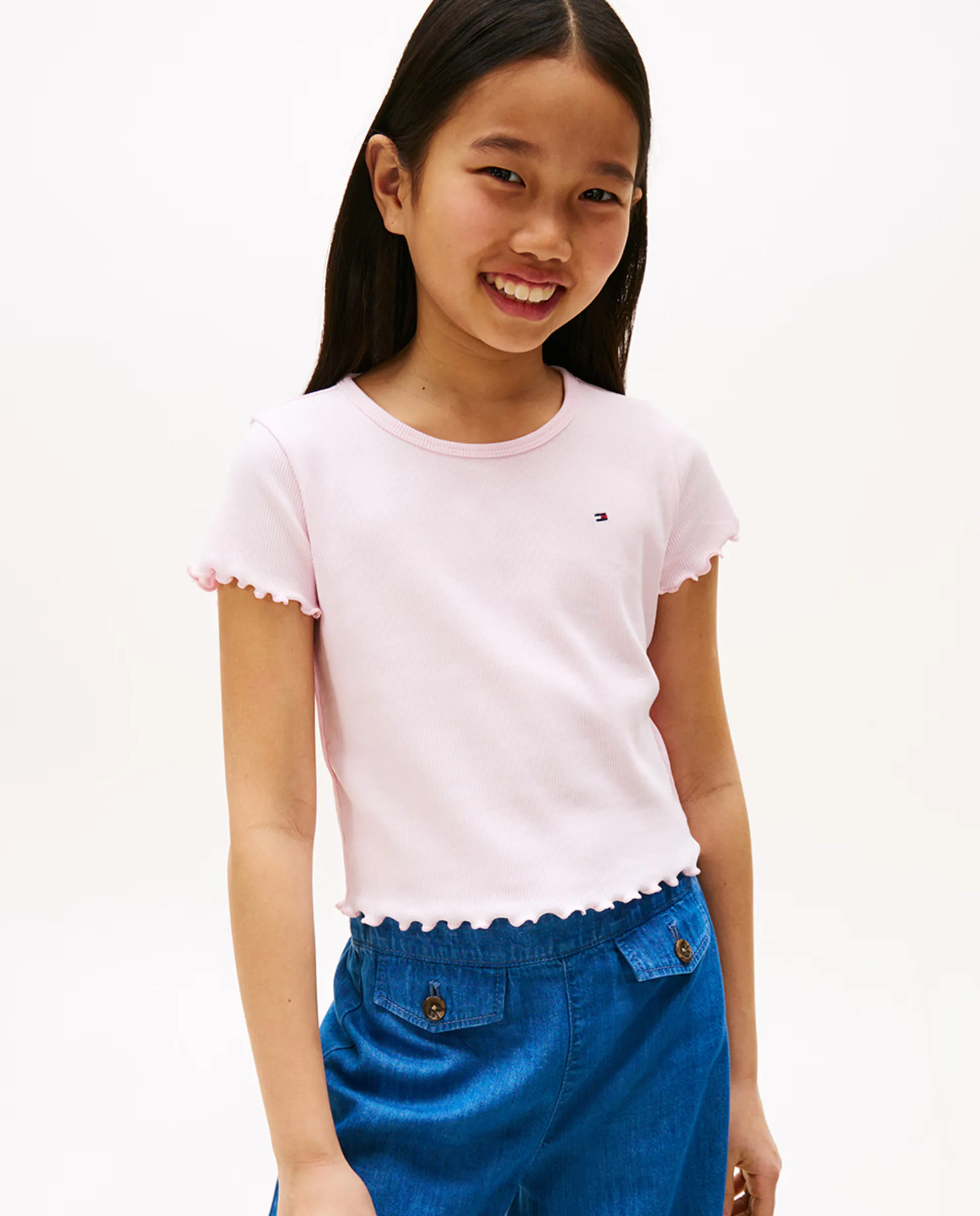 Детская короткорукавная жаккардовая футболка Tommy Hilfiger, розовый 
Детская короткорукавная жаккардовая футболка Tommy Hilfiger, розовый