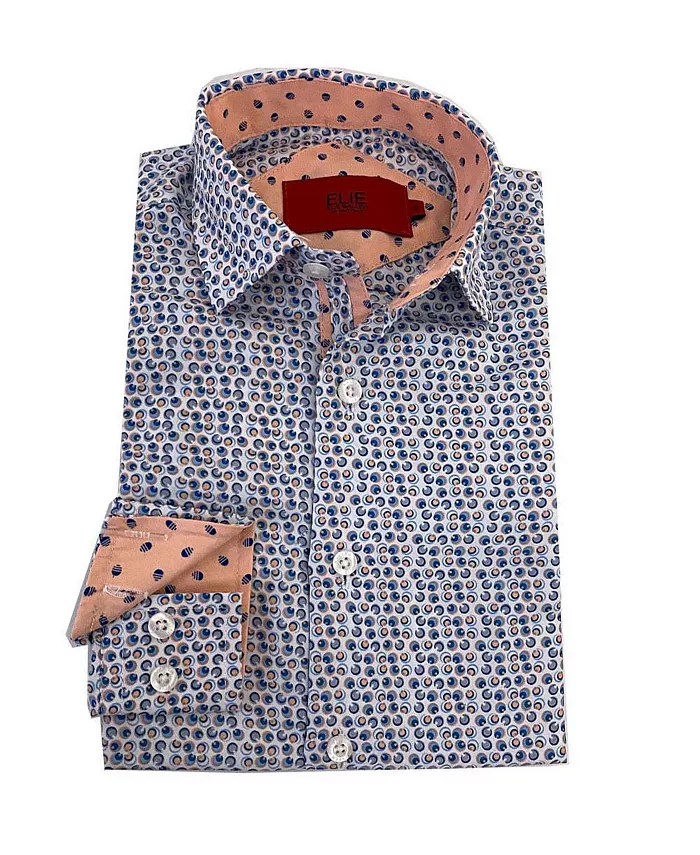 Голубая рубашка на пуговицах с принтом для мальчиков, модель Little Boys, slim fit Elie Balleh
Голубая рубашка на пуговицах с принтом для мальчиков, модель Little Boys, slim fit Elie Balleh