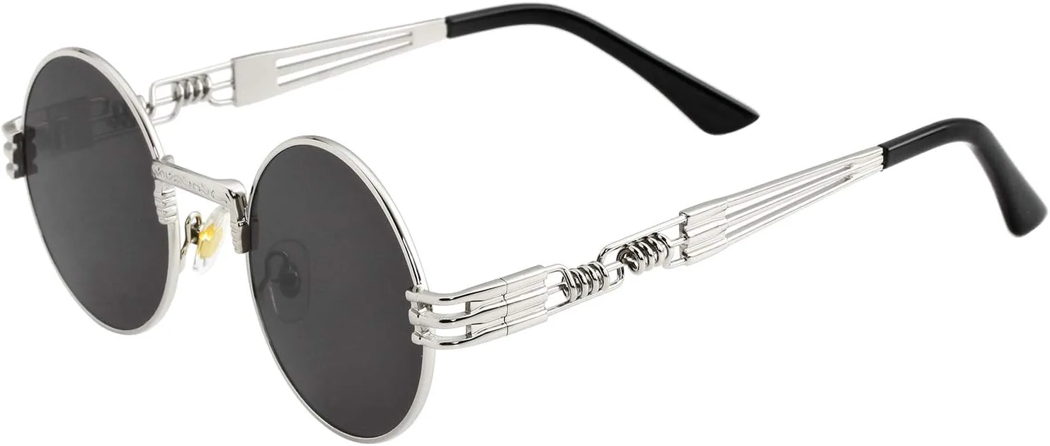 Круглые солнцезащитные очки Kursan для женщин и мужчин, в стиле хиппи, ретро, с металлической оправой, защита от УФ-излучения UV 400, Silver Frame/Black Lens
Круглые солнцезащитные очки Kursan для женщин и мужчин, в стиле хиппи, ретро, с металлической оправой, защита от УФ-излучения UV 400, Silver Frame/Black Lens