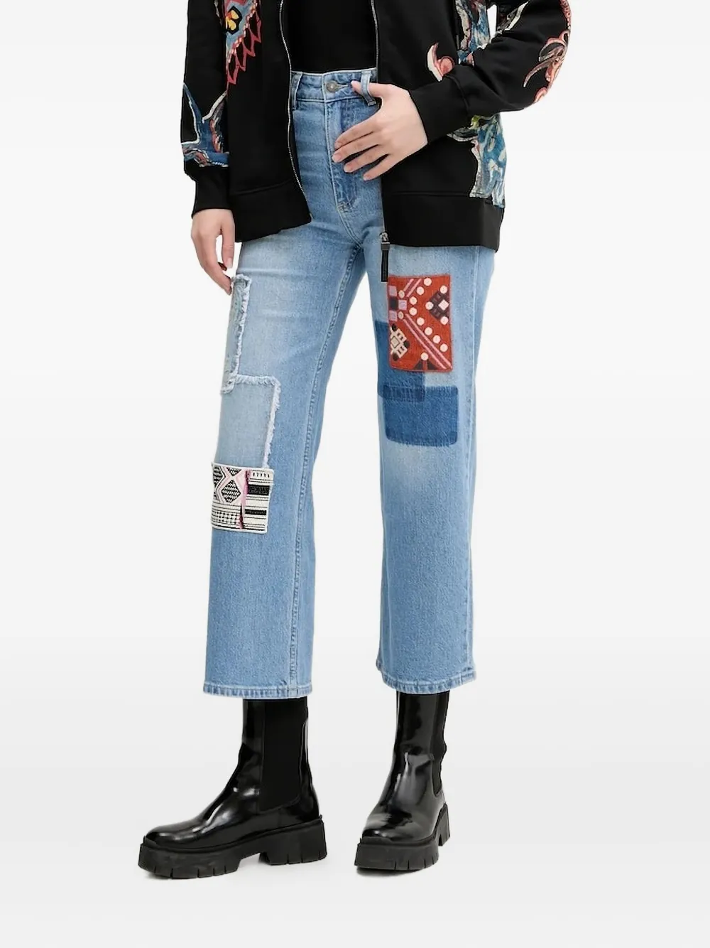 Лоскутные джинсы Desigual, синий 
Лоскутные джинсы Desigual, синий