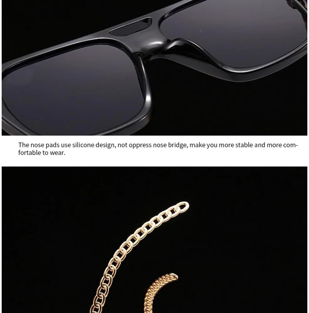 Ретро-солнцезащитные очки 2027 года с металлическими цепочками на дужках, модные, для мужчин и женщин, защита от УФ-излучения UV400, винтажные очки MTZJH, C1black
Ретро-солнцезащитные очки 2027 года с металлическими цепочками на дужках, модные, для мужчин и женщин, защита от УФ-излучения UV400, винтажные очки MTZJH, C1black