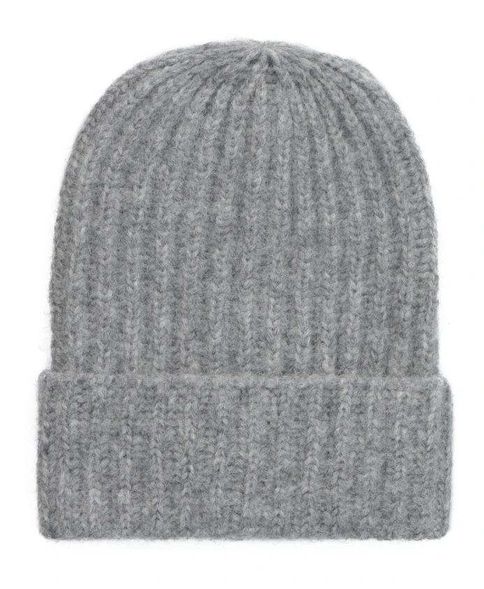Вязаная шапка в рубчик из шерсти альпаки Malo, серый 
Вязаная шапка в рубчик из шерсти альпаки Malo, серый