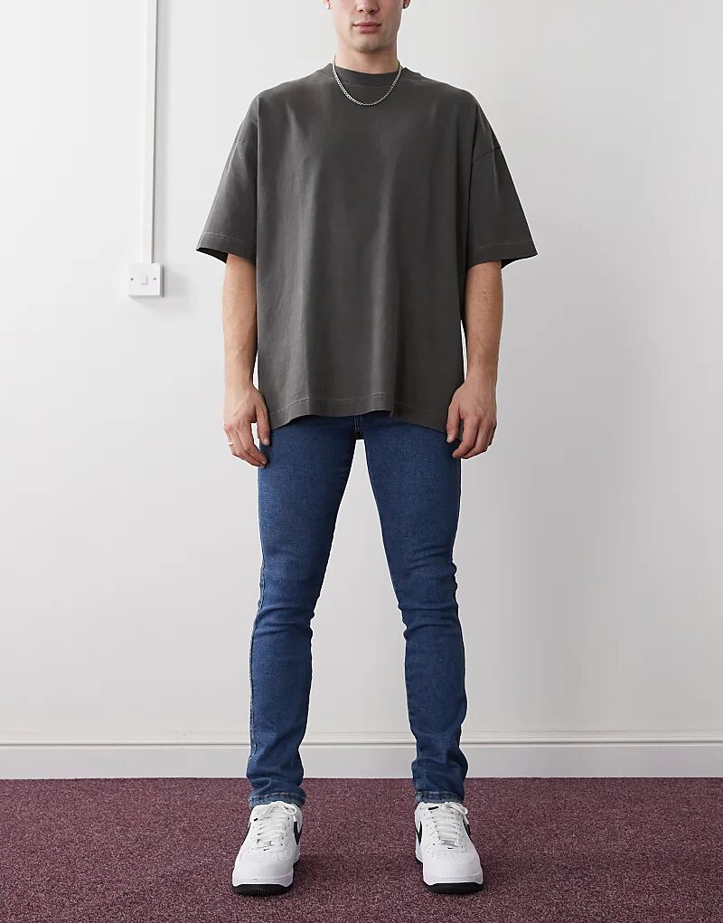 Узкие джинсы скинни со средней посадкой и застежкой на кнопки, однотонные, темного цвета Dr Denim 
Узкие джинсы скинни со средней посадкой и застежкой на кнопки, однотонные, темного цвета Dr Denim