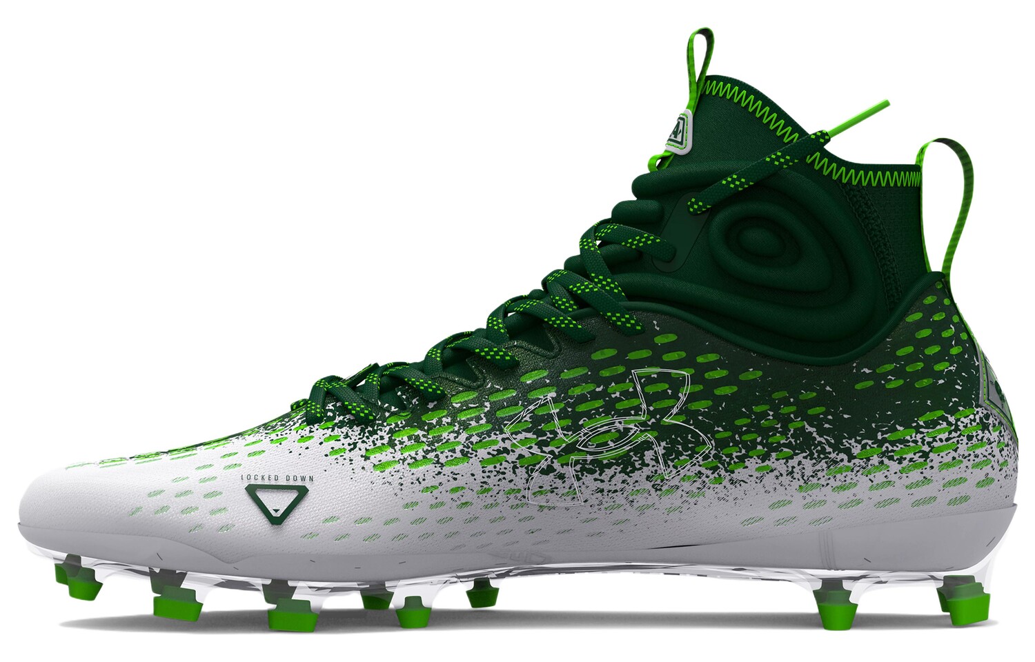 Футбольные бутсы мужские средней высоты студенческие зеленые/белые Under Armour
Футбольные бутсы мужские средней высоты студенческие зеленые/белые Under Armour
