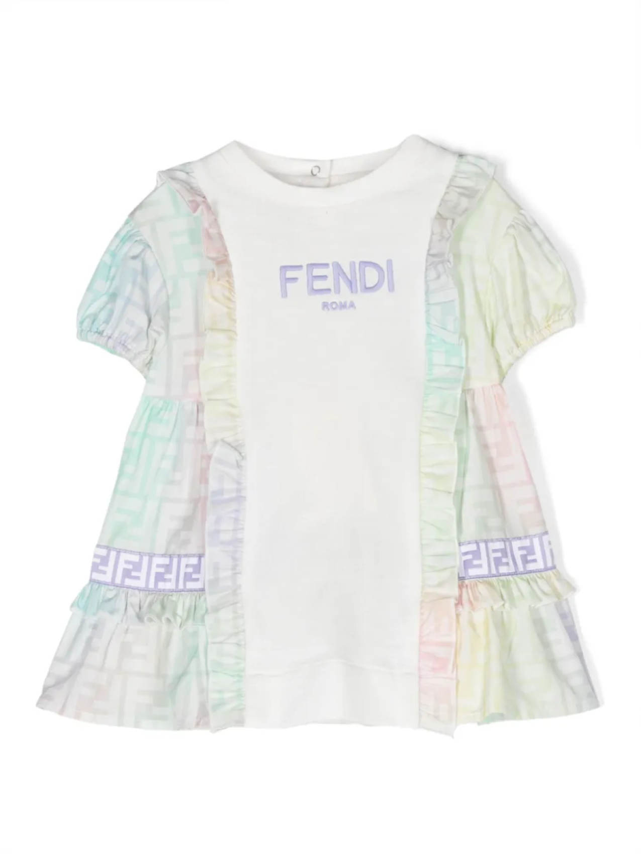 Платье с оборками и логотипом FF Fendi Kids, белый
Платье с оборками и логотипом FF Fendi Kids, белый