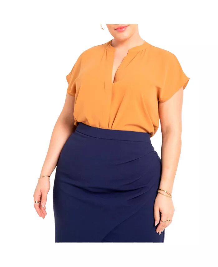 Женская блузка больших размеров с воротником-стойкой ELOQUII, коричневый/бежевый
Женская блузка больших размеров с воротником-стойкой ELOQUII, коричневый/бежевый