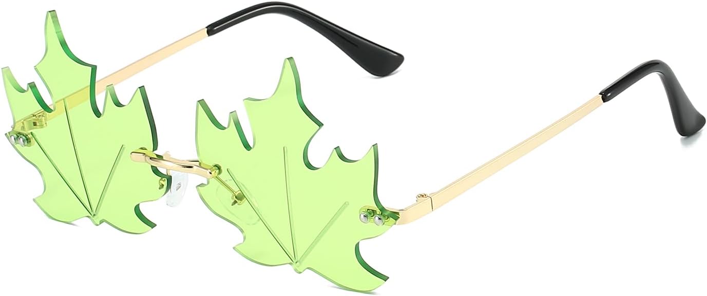 Модные солнцезащитные очки в форме кленового листа, винтажные, без оправы, с нестандартной металлической рамкой, декоративные очки унисекс для вечеринки или Рождества GNOLONG, Green
Модные солнцезащитные очки в форме кленового листа, винтажные, без оправы, с нестандартной металлической рамкой, декоративные очки унисекс для вечеринки или Рождества GNOLONG, Green