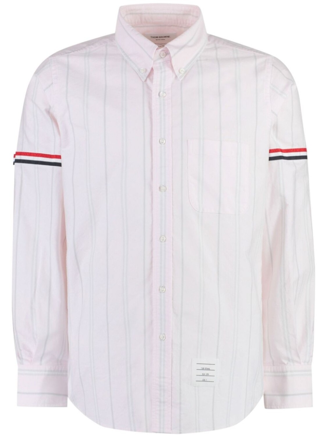 Полосатая хлопковая рубашка Thom Browne, белый
Полосатая хлопковая рубашка Thom Browne, белый
