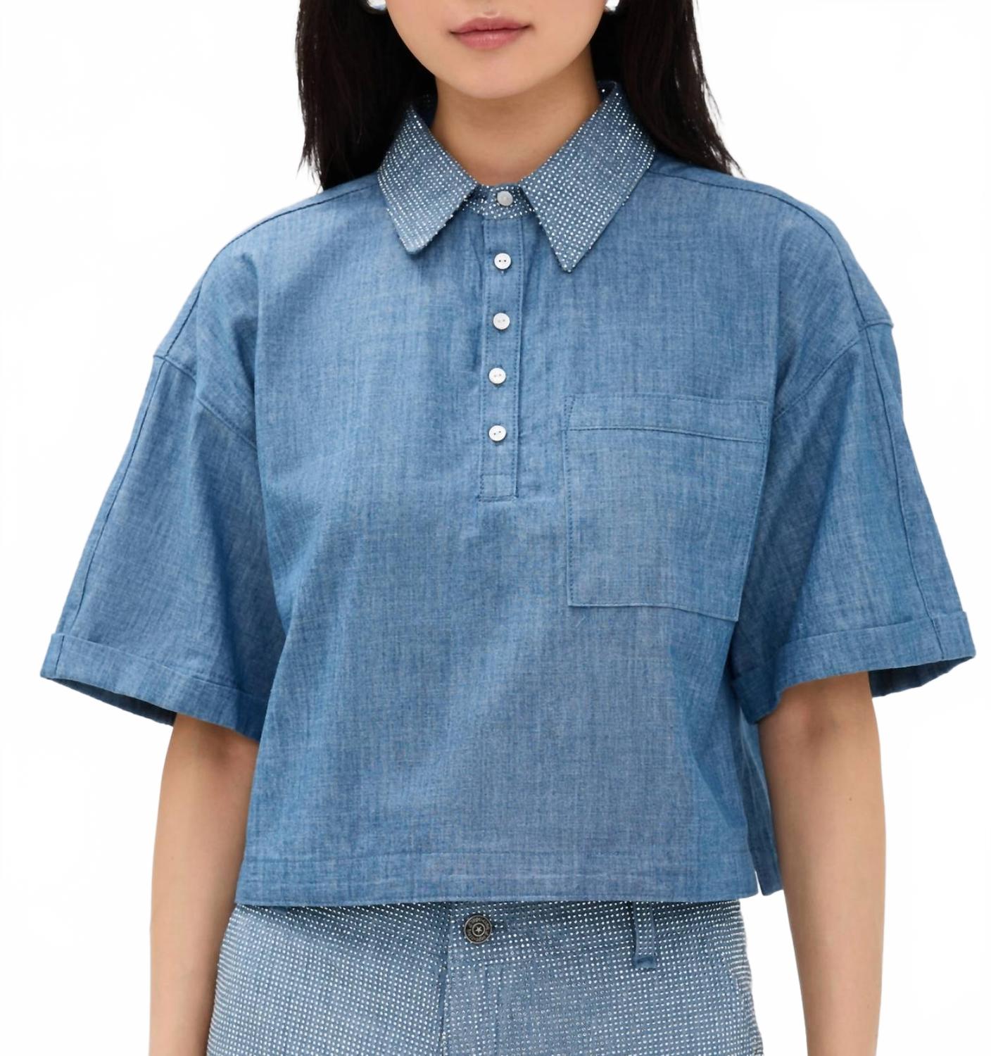 Топ Arno из шамбрэ в средне-синем цвете Cinq a sept
Топ Arno из шамбрэ в средне-синем цвете Cinq a sept