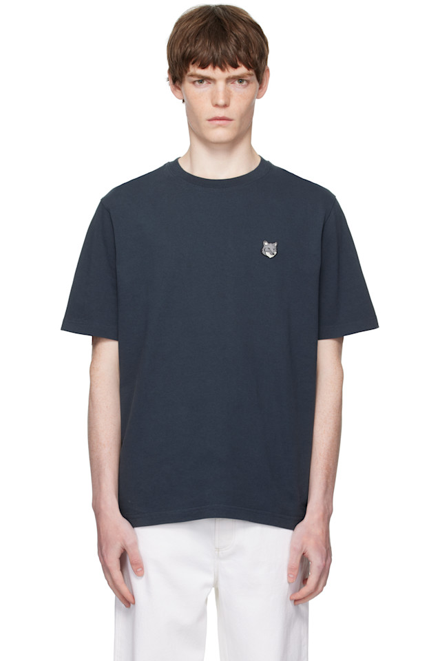 Футболка с удобной посадкой и нашивкой в виде лисьей головы Maison Kitsuné, синий 
Футболка с удобной посадкой и нашивкой в виде лисьей головы Maison Kitsuné, синий