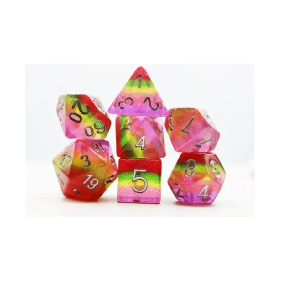Набор Poly — пастельный леденец с серебром (7), Dice Sets - Resin/Acrylic - Rainbow & Multi-Colored (Foam Brain Games)
Набор Poly — пастельный леденец с серебром (7), Dice Sets - Resin/Acrylic - Rainbow & Multi-Colored (Foam Brain Games)