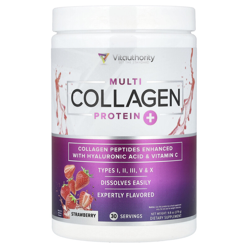 Vitauthority, Multi Collagen Protein +, клубника, 279 г (9,8 унции)
Vitauthority, Multi Collagen Protein +, клубника, 279 г (9,8 унции)