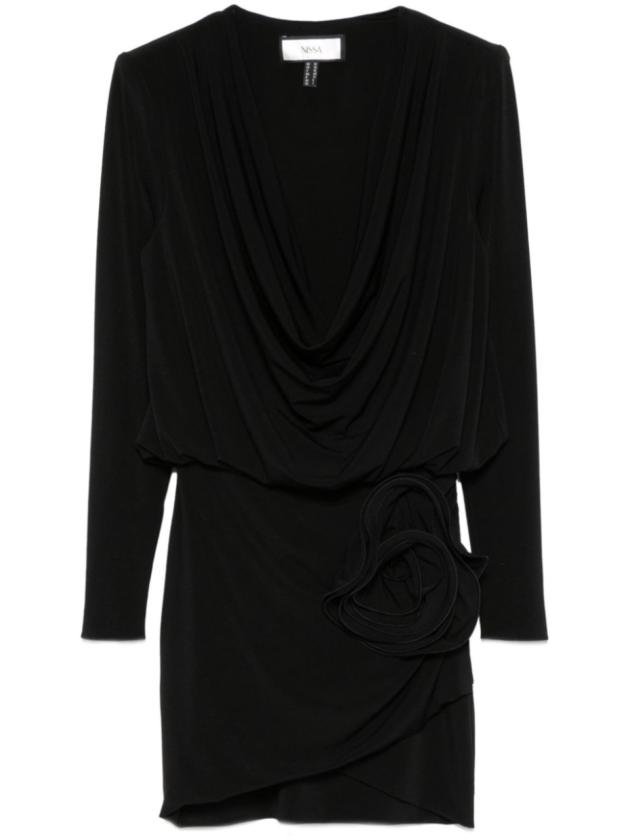 NISSA платье мини с цветочной аппликацией, черный