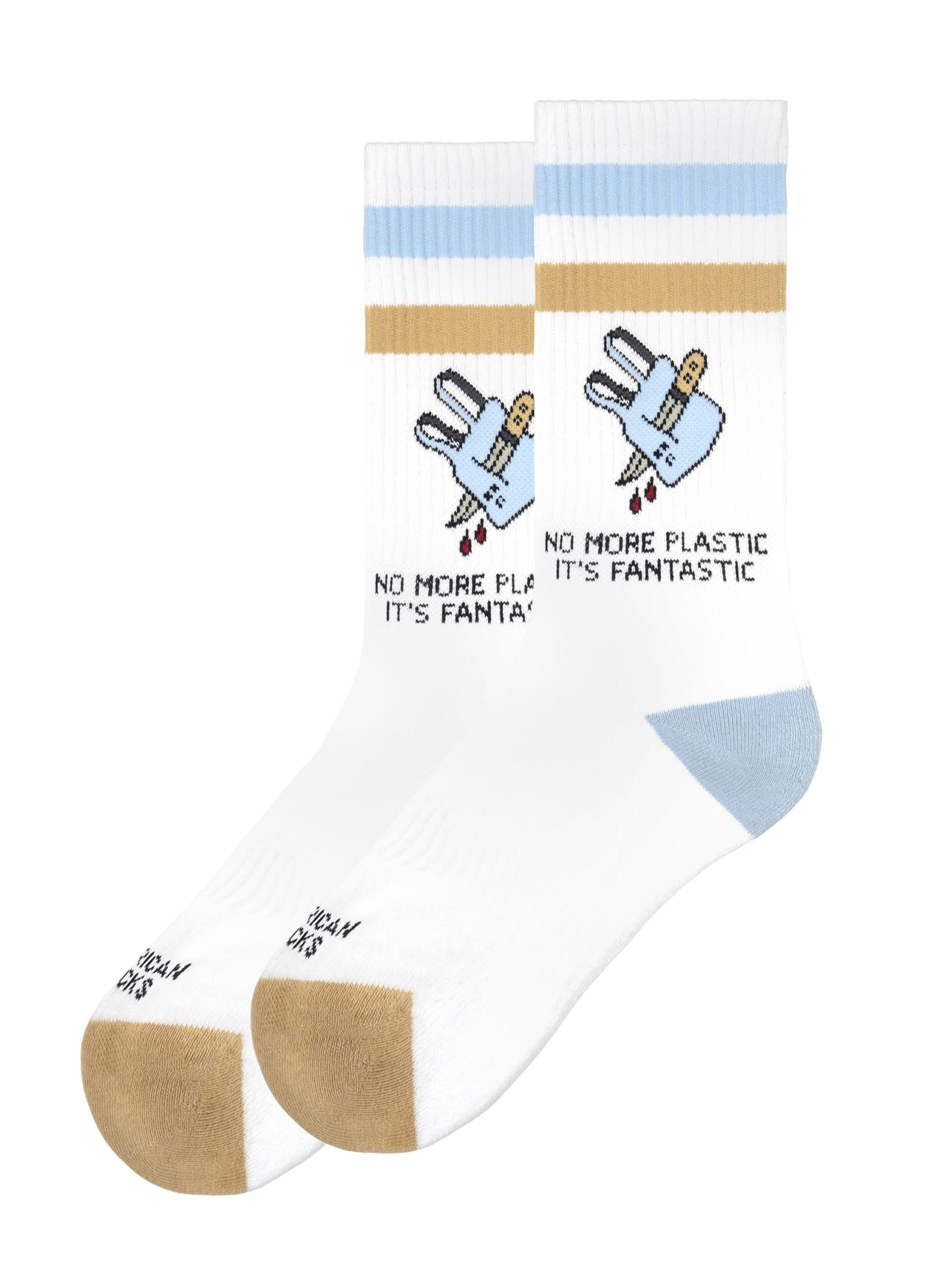 American Socks Носки 'No more plastic' в белом цвете
American Socks Носки 'No more plastic' в белом цвете