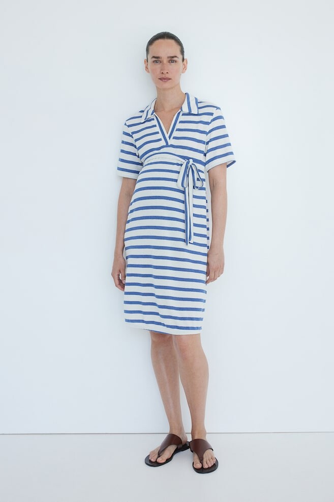 Платье для мамы с воротником и поясом H&M, белый
Платье для мамы с воротником и поясом H&M, белый