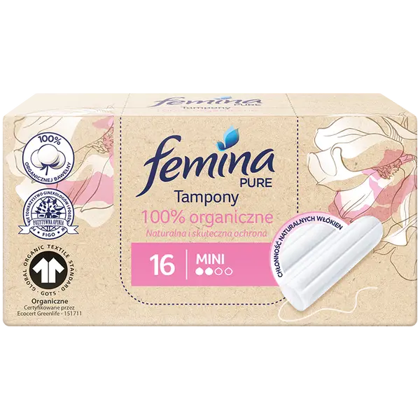 Мини-тампоны гигиенические, 16 шт./1 уп. Femina Pure
Мини-тампоны гигиенические, 16 шт./1 уп. Femina Pure