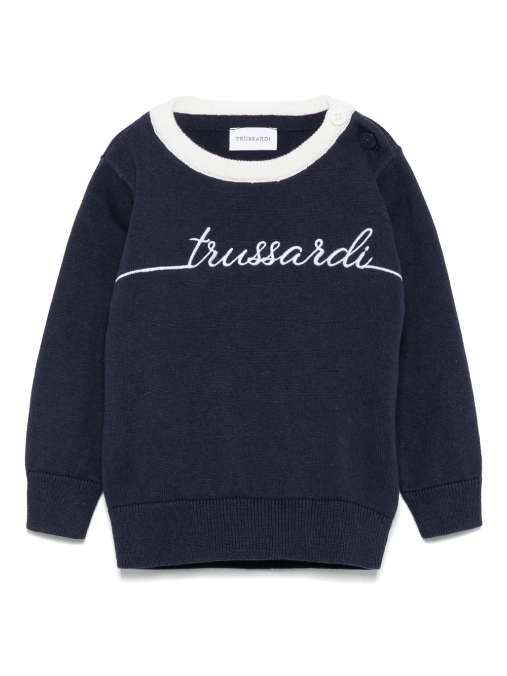 Свитер с вышитым логотипом TRUSSARDI JUNIOR, синий
Свитер с вышитым логотипом TRUSSARDI JUNIOR, синий