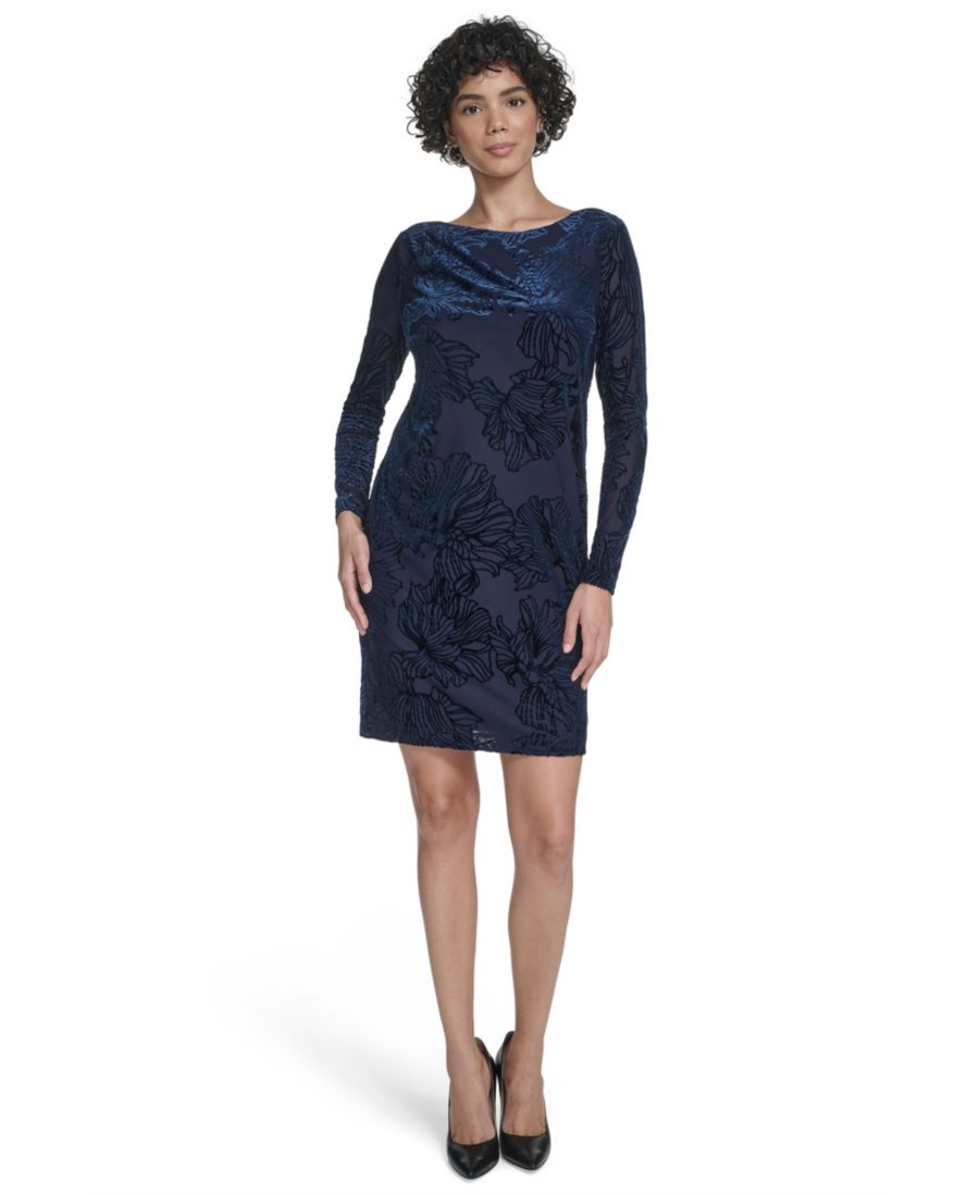 Женское бархатное платье-футляр с вытравленным рисунком Calvin Klein, Indigo
Женское бархатное платье-футляр с вытравленным рисунком Calvin Klein, Indigo