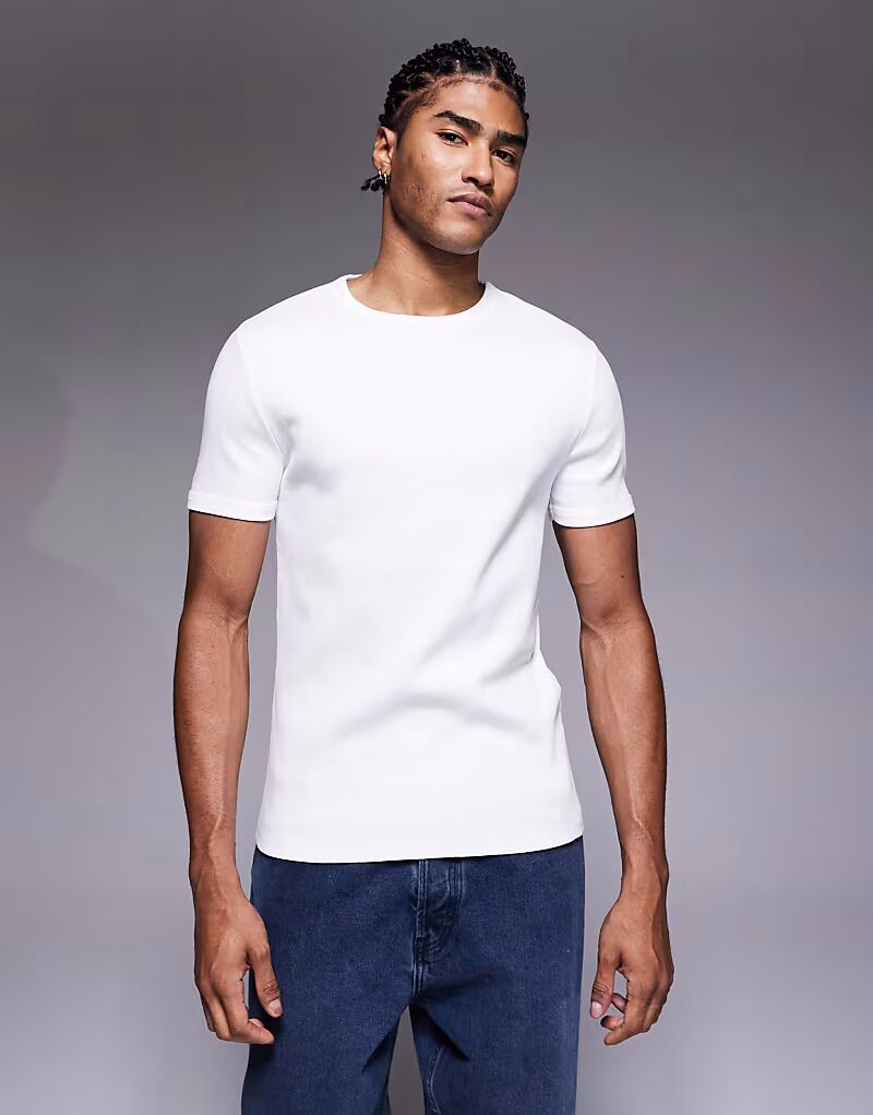 Футболка суперплотная, облегающая, в белый рубчик Asos Design
Футболка суперплотная, облегающая, в белый рубчик Asos Design