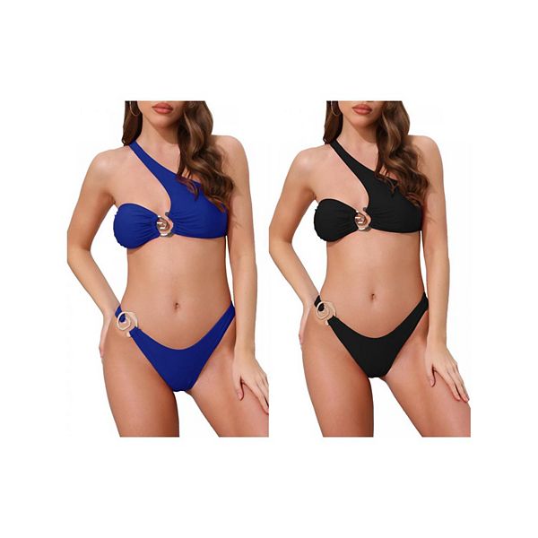 2 комплекта женского асимметричного бикини с металлическим кольцом на одном плече, 2 треугольника Inspire Chic, Black Royal Blue
2 комплекта женского асимметричного бикини с металлическим кольцом на одном плече, 2 треугольника Inspire Chic, Black Royal Blue