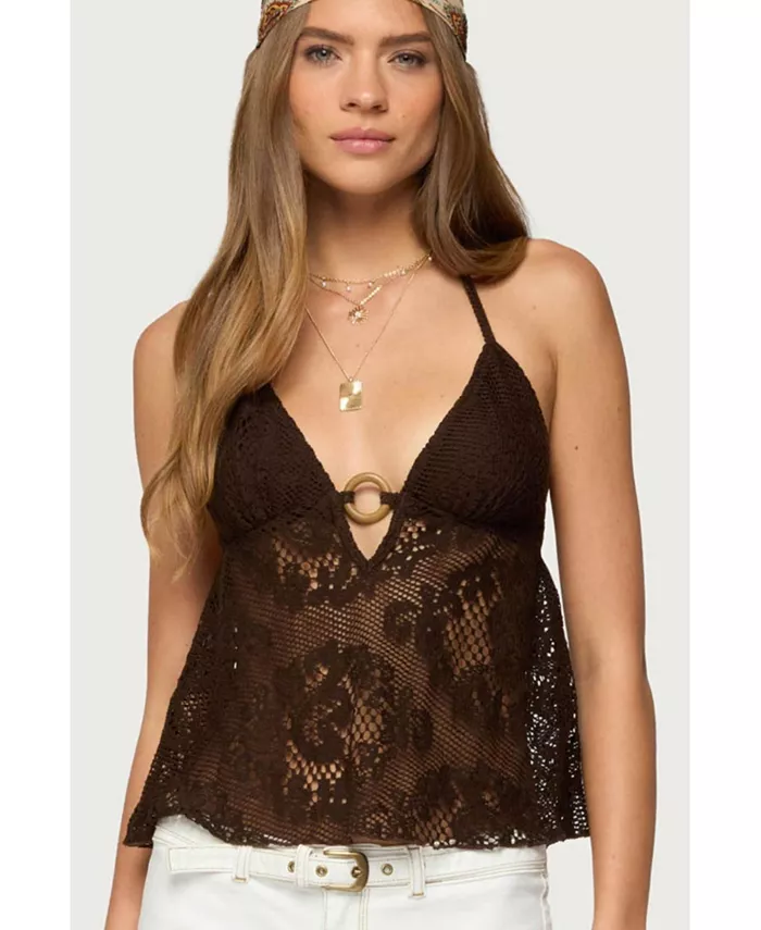 Женский полупрозрачный кружевной топ-боди на запах с завязками на шее Edikted, коричневый
Женский полупрозрачный кружевной топ-боди на запах с завязками на шее Edikted, коричневый