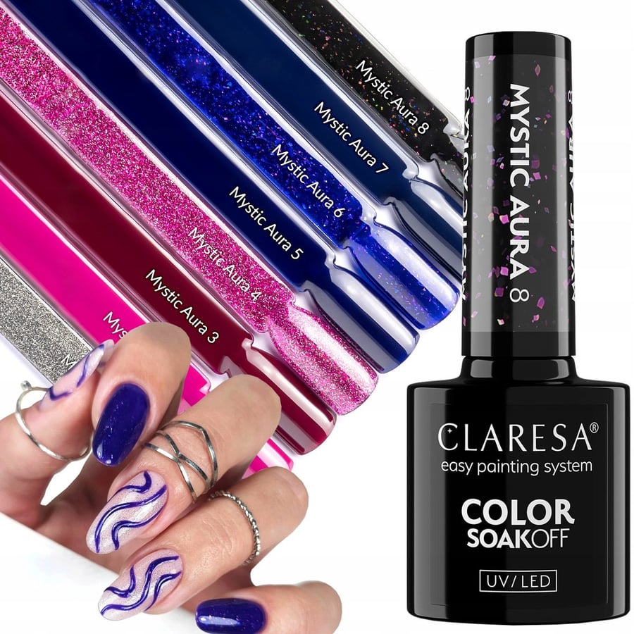 Claresa Mystic Aura 1-8 Hybrid Nail Polish Set, полная коллекция, 8 шт. Puderek 
Claresa Mystic Aura 1-8 Hybrid Nail Polish Set, полная коллекция, 8 шт. Puderek
