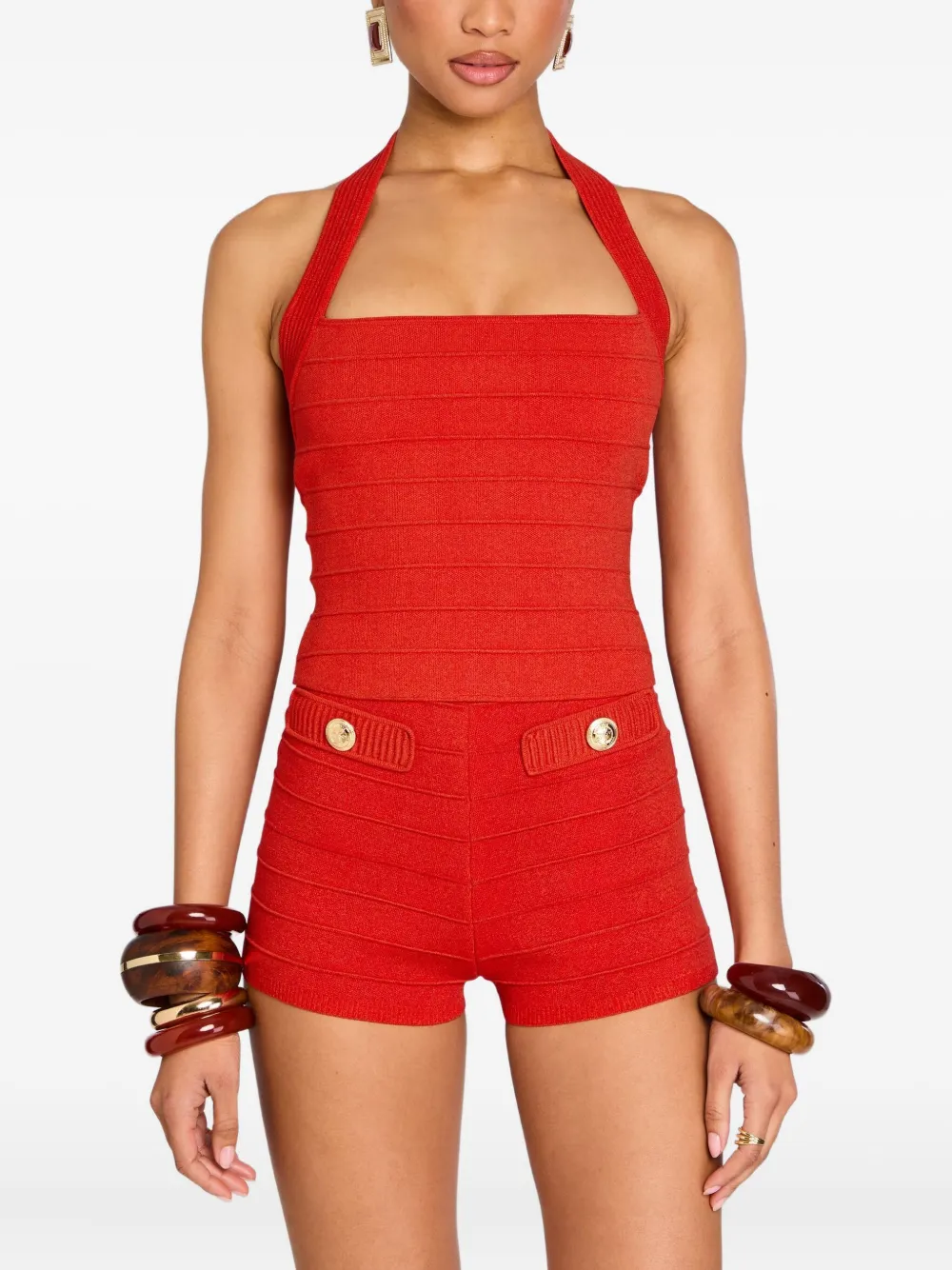 Топ Leslie с халтернеем в рубчик Retrofete, красный
Топ Leslie с халтернеем в рубчик Retrofete, красный