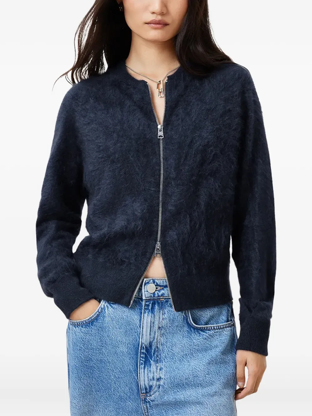 Пушистый кардиган на молнии AllSaints, синий
Пушистый кардиган на молнии AllSaints, синий