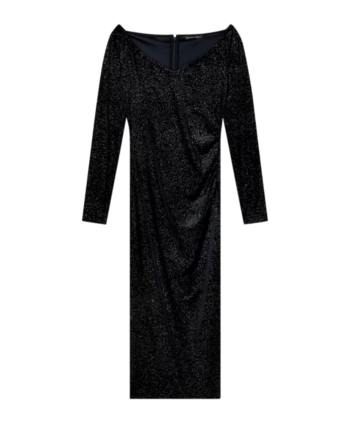 Платье с длинными рукавами и вырезом-лодочкой из люрекса Armani Exchange, черный
Платье с длинными рукавами и вырезом-лодочкой из люрекса Armani Exchange, черный