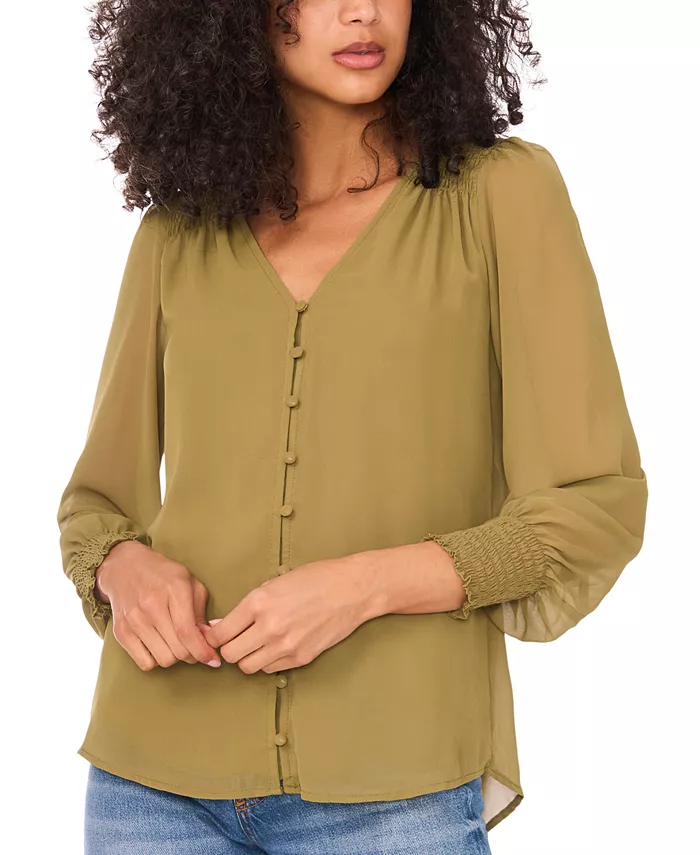 Женский топ с V-образным вырезом, застежкой на пуговицы спереди и присборенными плечами Sam & Jess, зеленый
Женский топ с V-образным вырезом, застежкой на пуговицы спереди и присборенными плечами Sam & Jess, зеленый