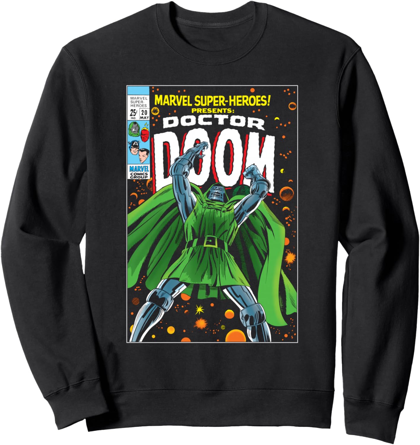 Толстовка с изображением Доктора Дума из комикса Marvel в стиле ретро-винтаж, черный
Толстовка с изображением Доктора Дума из комикса Marvel в стиле ретро-винтаж, черный