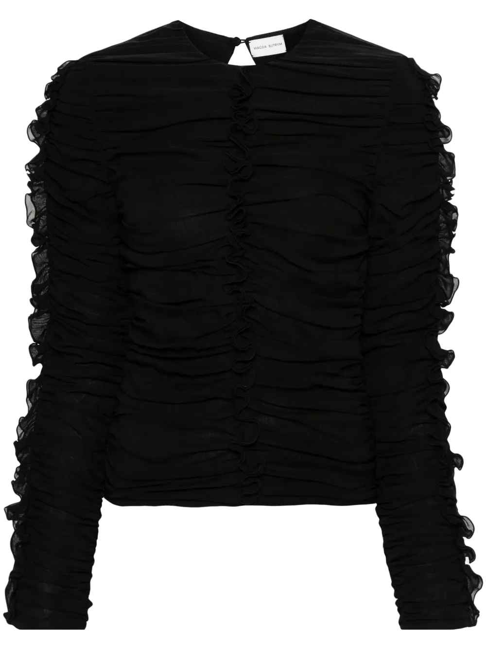 Топ из смесового шелка со сборками Magda Butrym, черный
Топ из смесового шелка со сборками Magda Butrym, черный