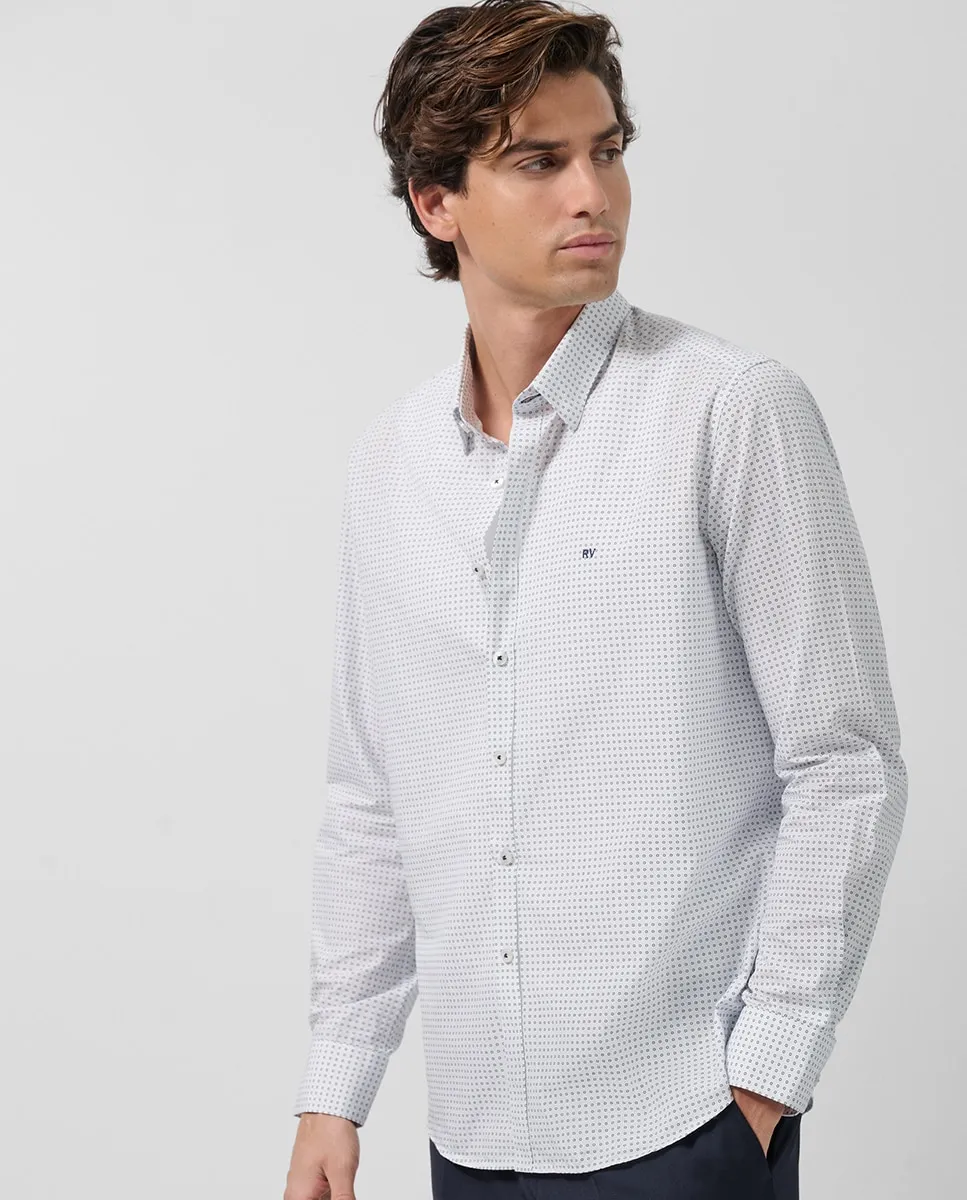 Мужская рубашка в спортивном стиле, прямого кроя, с двухцветным принтом Roberto Verino
Мужская рубашка в спортивном стиле, прямого кроя, с двухцветным принтом Roberto Verino