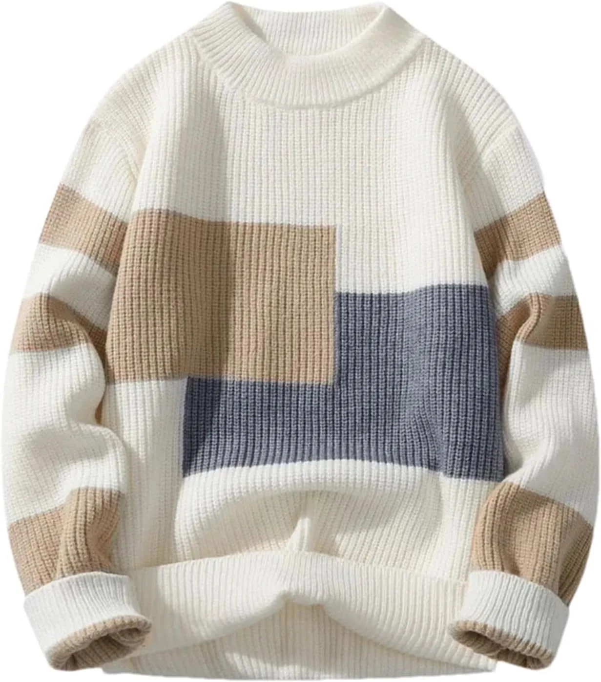 Мужской свитер с контрастной отделкой — теплый пуловер с круглым вырезом
Мужской свитер с контрастной отделкой — теплый пуловер с круглым вырезом