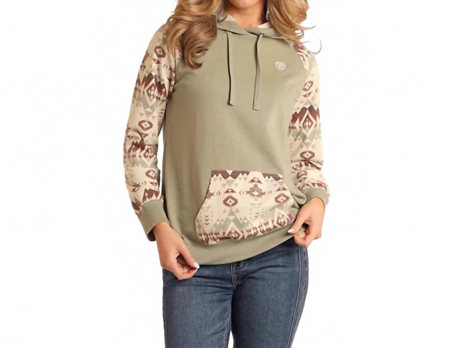 Худи с контрастными рукавами нефритового цвета Rock & Roll Denim, Jade 
Худи с контрастными рукавами нефритового цвета Rock & Roll Denim, Jade