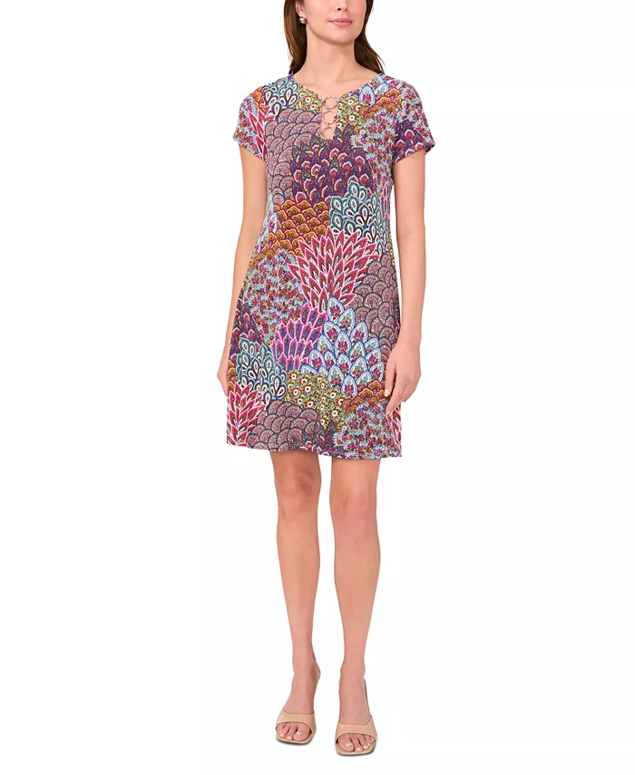 Женское платье из джерси с принтом и вырезом-"замочной скважиной" на три кольца MSK, желтый 
Женское платье из джерси с принтом и вырезом-"замочной скважиной" на три кольца MSK, желтый