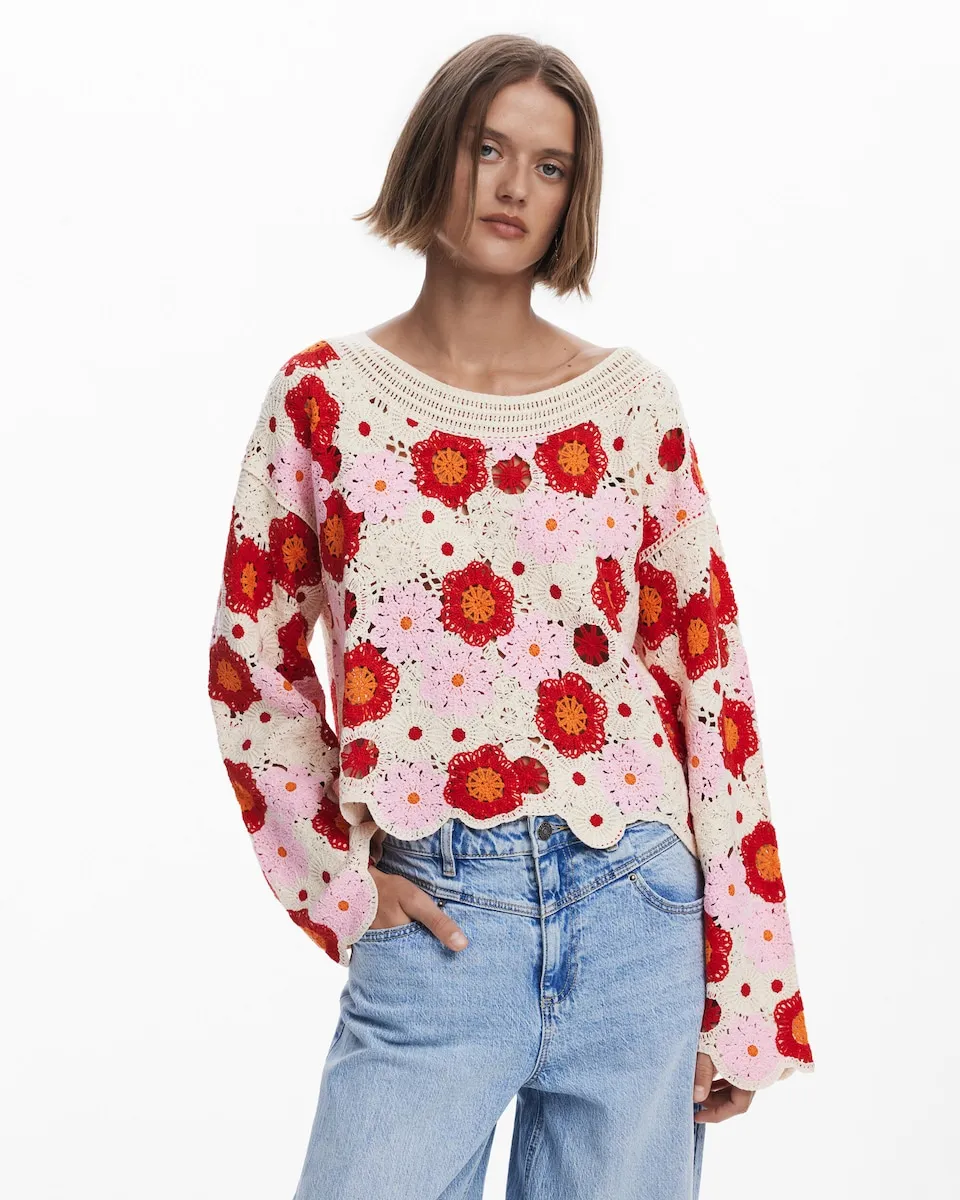 Женский вязаный крючком разноцветный джемпер Desigual, многоцветный
Женский вязаный крючком разноцветный джемпер Desigual, многоцветный