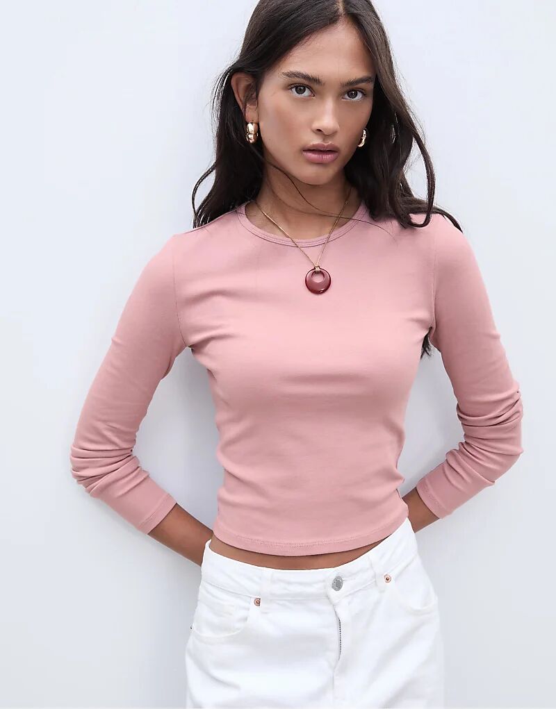 Лонгслив Stradivarius Basic с длинным рукавом из хлопка розового цвета
Лонгслив Stradivarius Basic с длинным рукавом из хлопка розового цвета