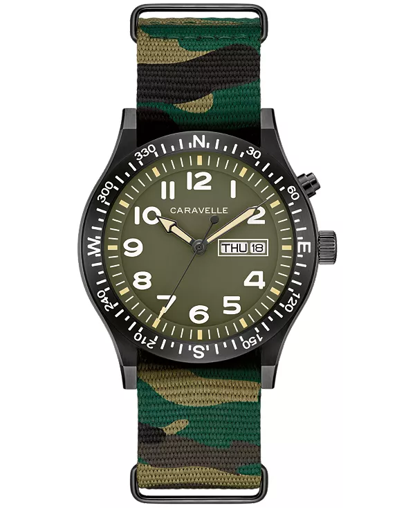 Мужские винтажные повседневные часы Lite Up с нейлоновым ремешком и камуфляжным принтом, 39 мм Caravelle, camouflage
Мужские винтажные повседневные часы Lite Up с нейлоновым ремешком и камуфляжным принтом, 39 мм Caravelle, camouflage