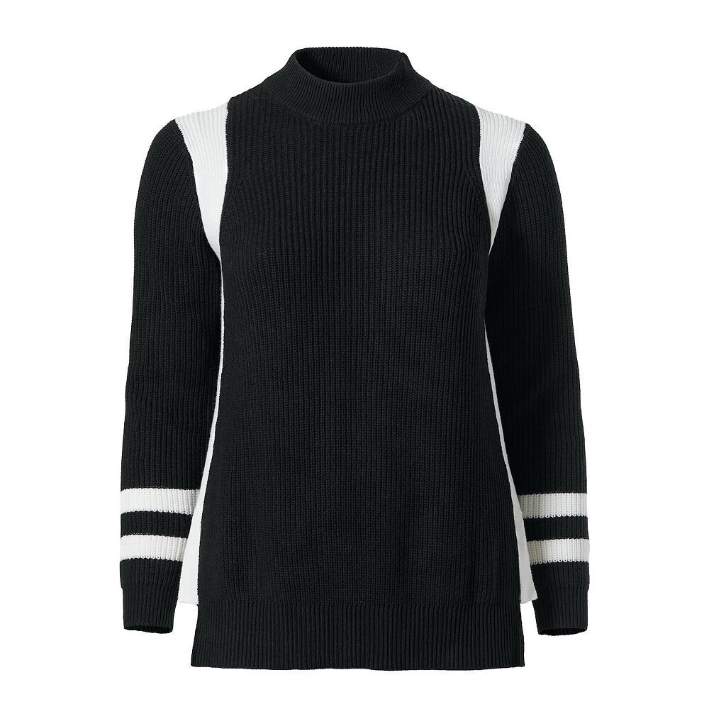 Женский свитер с воротником в полоску по бокам Ellos больших размеров, черный
Женский свитер с воротником в полоску по бокам Ellos больших размеров, черный