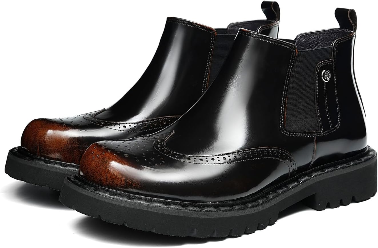 Мужские ботинки Santimon Chelsea с крыльями Brogue из коровьей кожи - повседневные ботинки на выход с прочной резиновой подошвой для делового стиля, свадьбы или выходных, коричневый
Мужские ботинки Santimon Chelsea с крыльями Brogue из коровьей кожи - повседневные ботинки на выход с прочной резиновой подошвой для делового стиля, свадьбы или выходных, коричневый