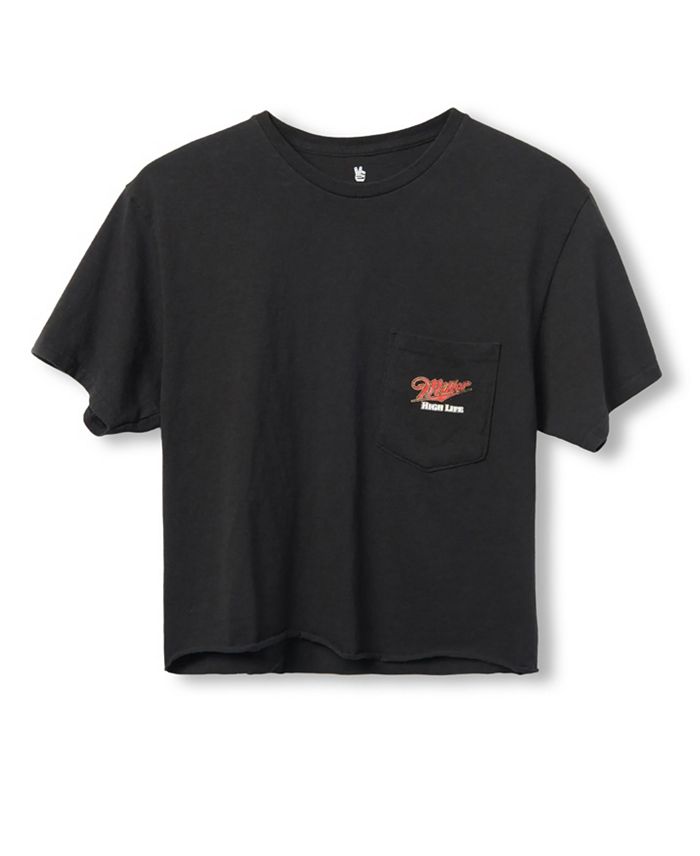 Женская укороченная футболка Miller High Life Flea Market Junk Food Clothing, черный 
Женская укороченная футболка Miller High Life Flea Market Junk Food Clothing, черный